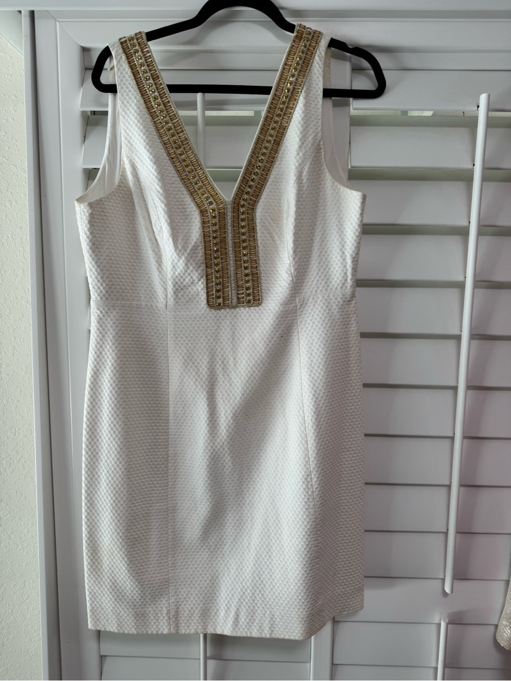 Lily Pulitzer Sleeveless White Embellished V-Neck Dress